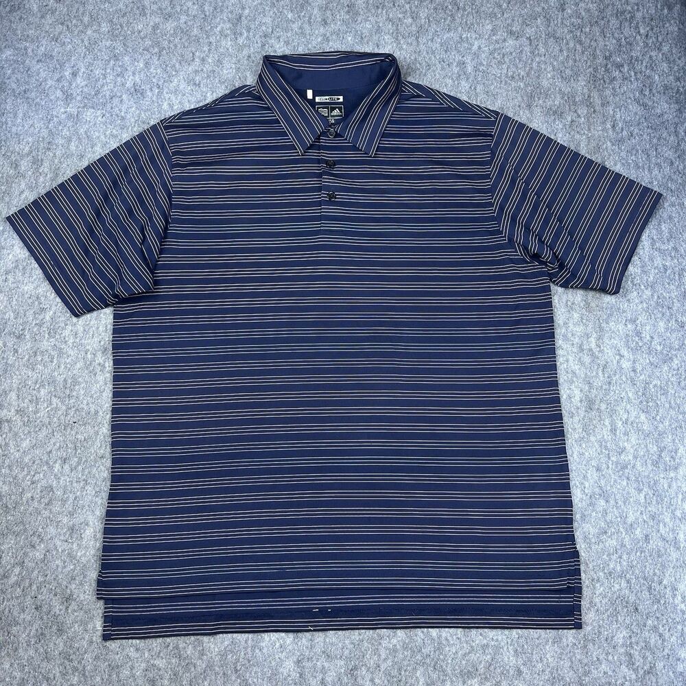 Adidas Men's Performance Polo Shirt Golf Climalite Short Sleeve Navy Blue Size L